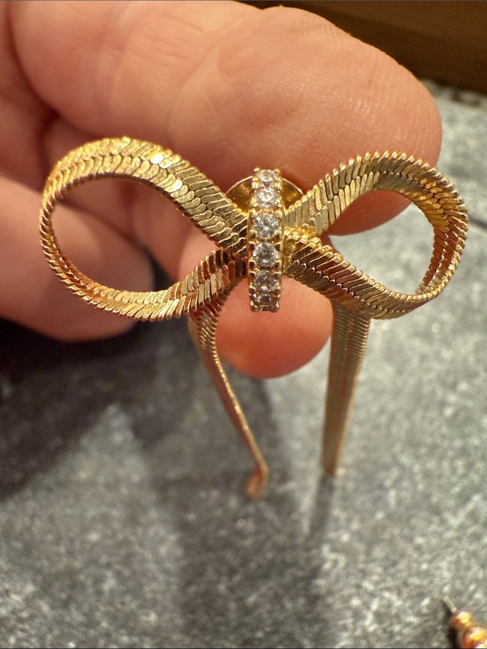 Gold Bow Drop Earrings - Picture 5 of 10
